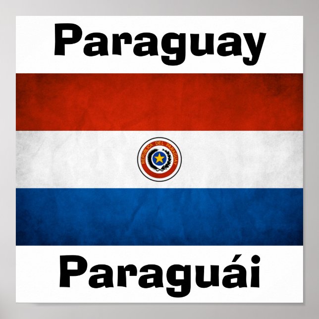 Poster drapeau national du Paraguay (Devant)