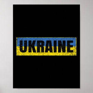 Poster Drapeau National Ukrainien Vintage Carte Ukraine P