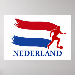 Poster Drapeau néerlandais du football