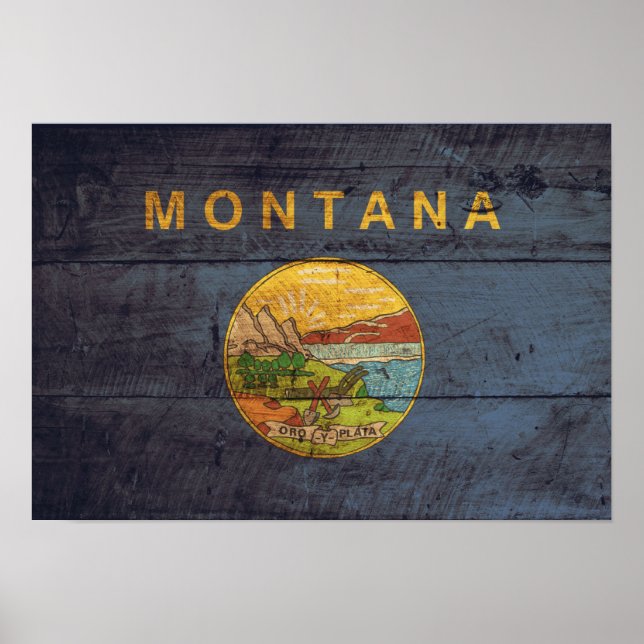 Poster Drapeau Old Wood Montana (Devant)