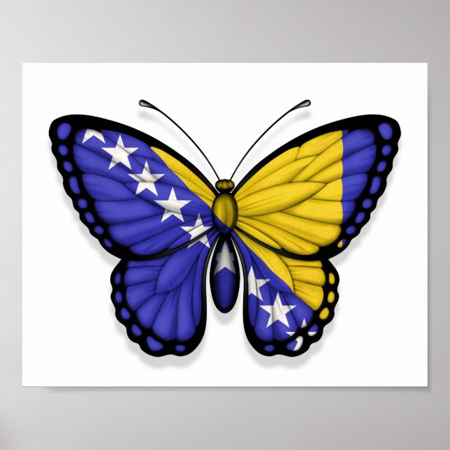 Poster Drapeau papillon de Bosnie-Herzégovine (Devant)