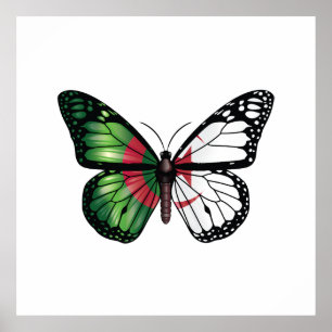 Poster Drapeau papillon monarque d'Algérie