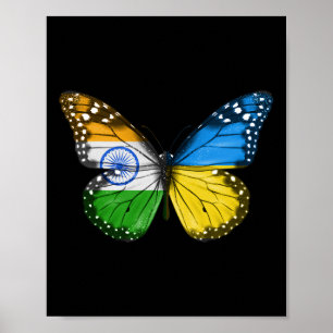Poster Drapeau papillon ukrainien indien Inde Ukraine