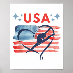 Poster Drapeau patriotique américain Gymnastique Design p