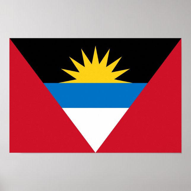 Poster Drapeau patriotique d'Antigua-et-Barbuda (Devant)