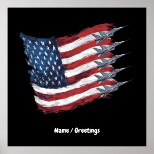 Poster Drapeau Patriotique USA Jets 4 juillet