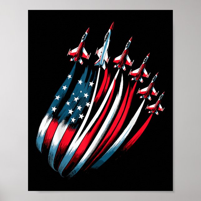 Poster Drapeau Patriotique USA Jets Boys 4 juillet (Devant)
