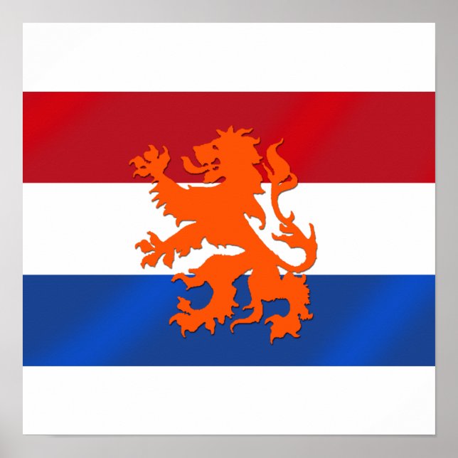 Poster Drapeau Pays-Bas Rampant lion Pays-Bas (Devant)