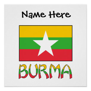 Poster Drapeau personnalisé Birmanie Myanmar Birman