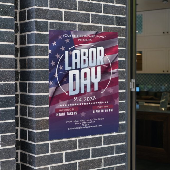 Poster Drapeau personnalisé USA Evénement de célébration  (Custom USA Flag Labor Day Celebration Event Poster)