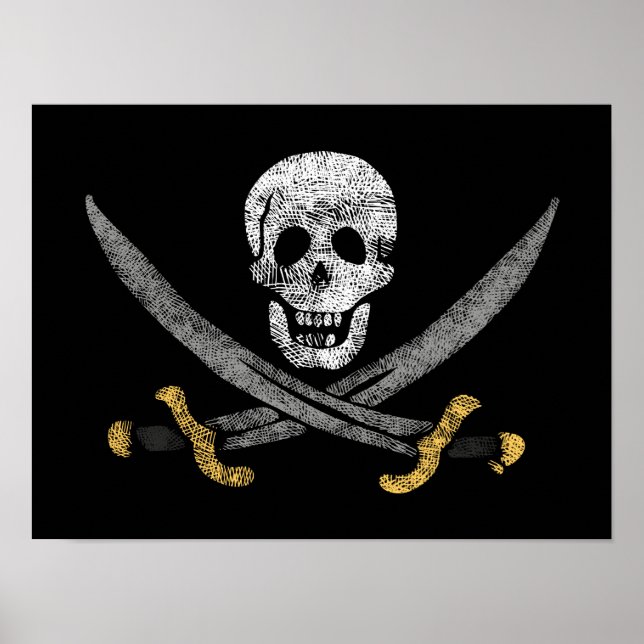 Poster Drapeau pirate Jolly roger du capitaine Jack Rackh (Devant)
