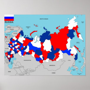 Poster drapeau politique de carte de pays de la Russie
