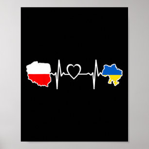 Poster Drapeau polonais ukrainien - Battement de coeur Uk