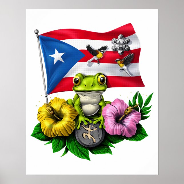 Poster Drapeau Porto Rico Boricua (Devant)