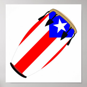 Poster Drapeau Porto Rico de Conga