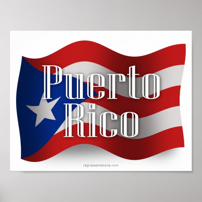 Poster Drapeau Porto Rico Waving (Devant)