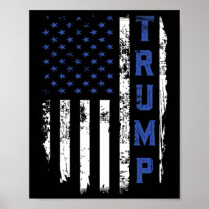 Poster Drapeau républicain de la police mince ligne bleue