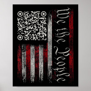 Poster Drapeau rétro Vintage Qr Américain Drôle amusant T