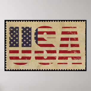 Poster Drapeau rétro Vintage USA