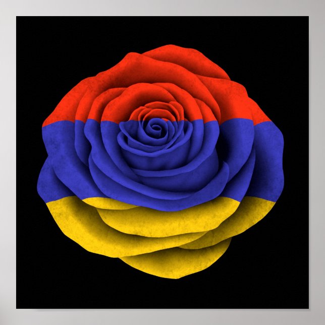 Poster Drapeau Rose arménien sur noir (Devant)