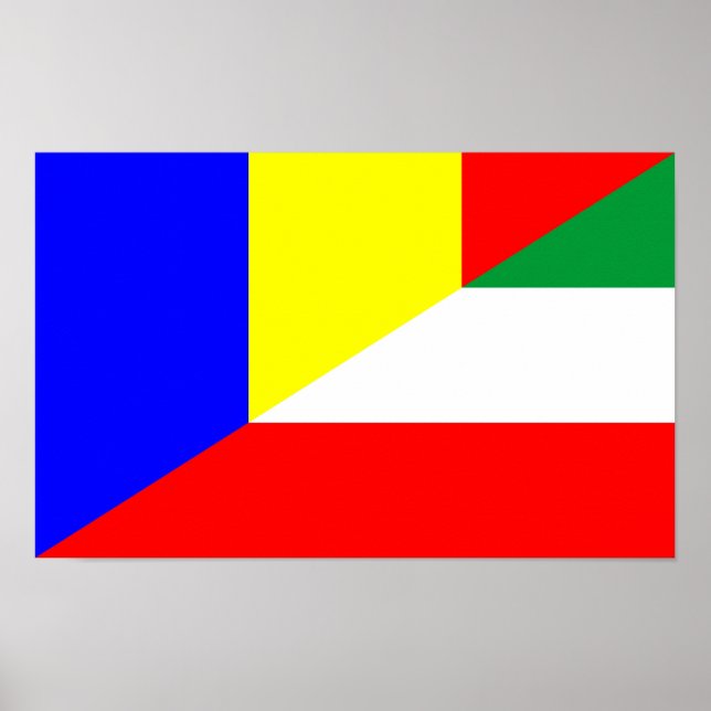 Poster drapeau roumain hongrie demi symbole (Devant)