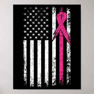 Poster Drapeau Ruban Rose Mois de la sensibilisation au c