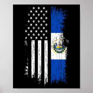 Poster Drapeau Salvadorien Américain - El Salvador Usa T-