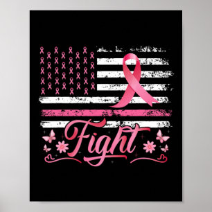 Poster Drapeau Sensibilisation au cancer du sein Pink Rib