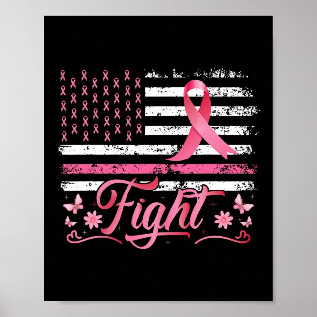 Poster Drapeau Sensibilisation au cancer du sein Pink Rib (Devant)