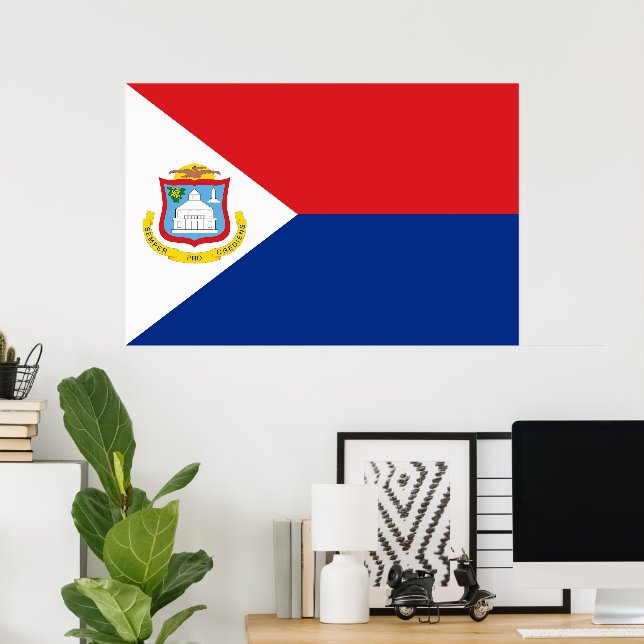 Poster Drapeau Sint Maarten (Bureau à domicile)