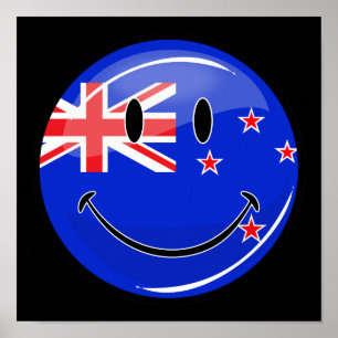 Poster Drapeau souriant Nouvelle-Zélande