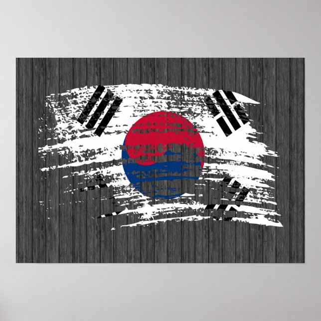 Poster Drapeau sud-coréen cool (Devant)