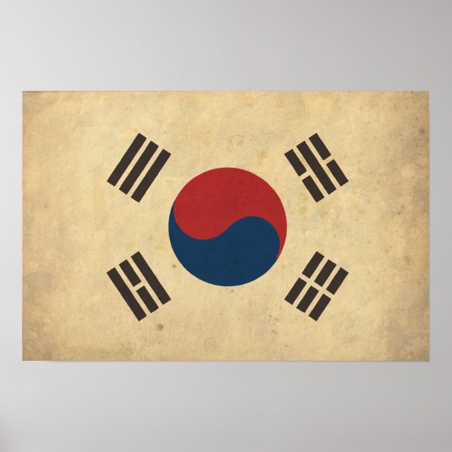 Poster Drapeau sud-coréen vintage (Devant)