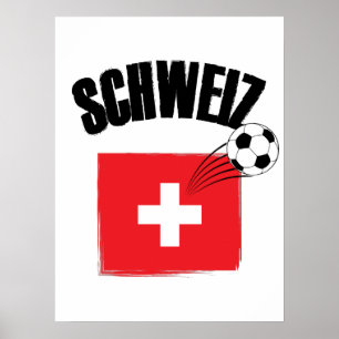 Poster Drapeau suisse de soccer Schweiz Fussball