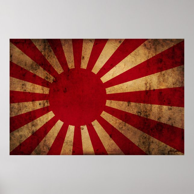 Poster Drapeau Sun Levant japonais (en détresse) (Devant)