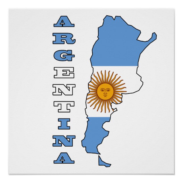 Poster Drapeau sur la carte de l'Argentine (Devant)