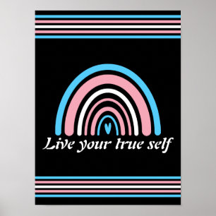 Poster Drapeau transgenre LGBTQ : Vivez votre vrai soi