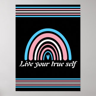 Poster Drapeau transgenre LGBTQ : Vivez votre vrai soi