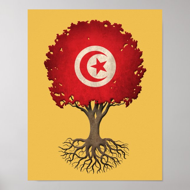 Poster Drapeau tunisien arbre de vie personnalisable (Devant)