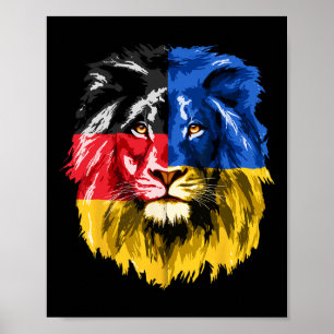 Poster Drapeau Ukraine Allemagne Lion Deutschland Ukraini