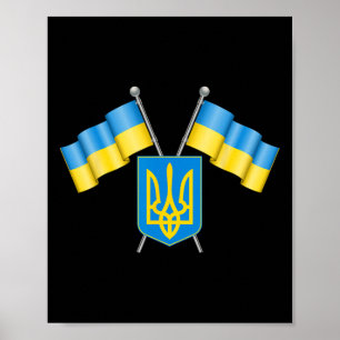 Poster Drapeau Ukraine Emblème Blason Armes Emblème natio