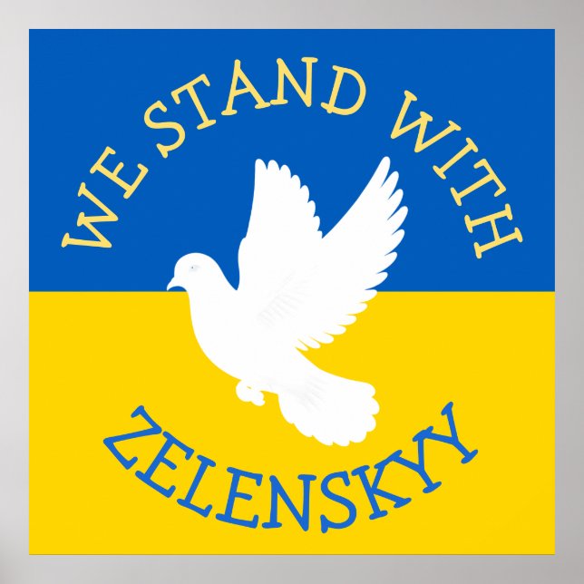 Poster Drapeau Ukraine | Je suis avec Zelenskyy (Devant)