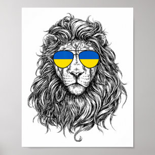 Poster Drapeau Ukraine Lion Lunettes de soleil Ukraine Ca