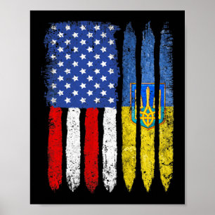 Poster Drapeau Ukraine rétro Vintage Amérique Drapeau Ukr