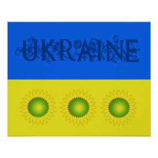 Poster Drapeau ukrainien avec tournesols