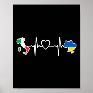 Poster Drapeau ukrainien italien - Ukraine Italie Batteme