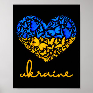 Poster Drapeau ukrainien Paix Drapeau ukrainien Papillon