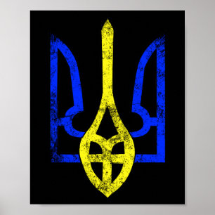 Poster Drapeau ukrainien symbole ukrainien antique vintag