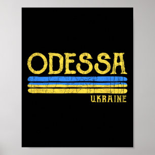 Poster Drapeau ukrainien vintage Odessa Ukraine