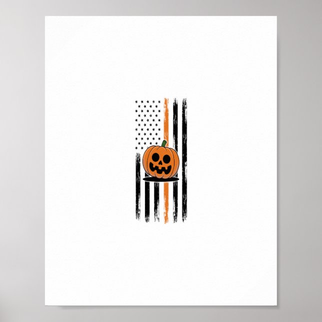 Poster Drapeau US du chef du citrouille (Devant)